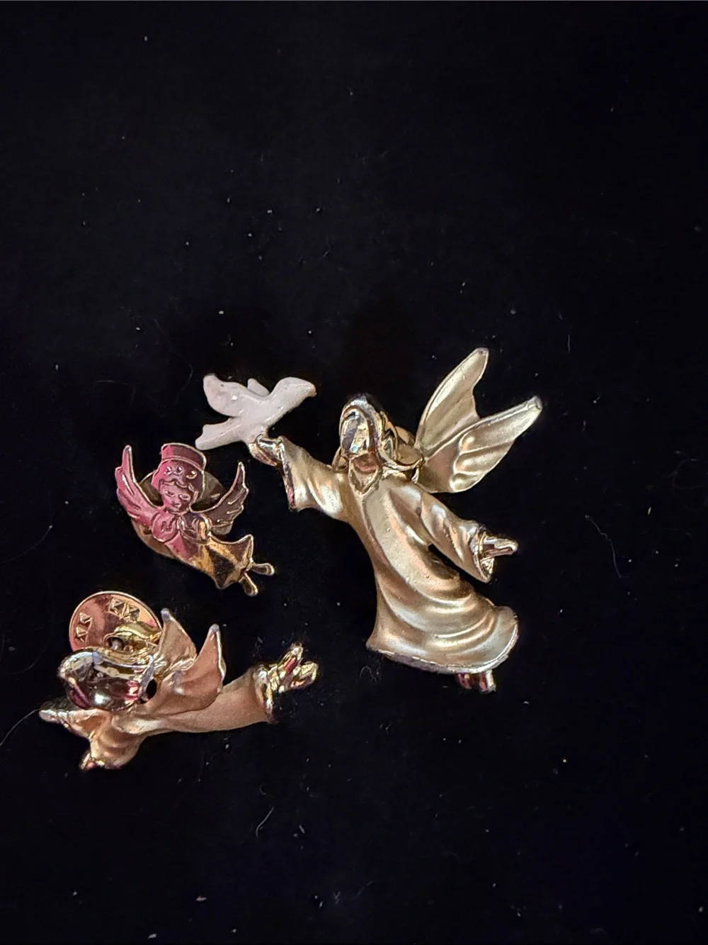 Gigi Giusk Set of 3-Gold Tone Angel Pin Set - Decorative Brooches